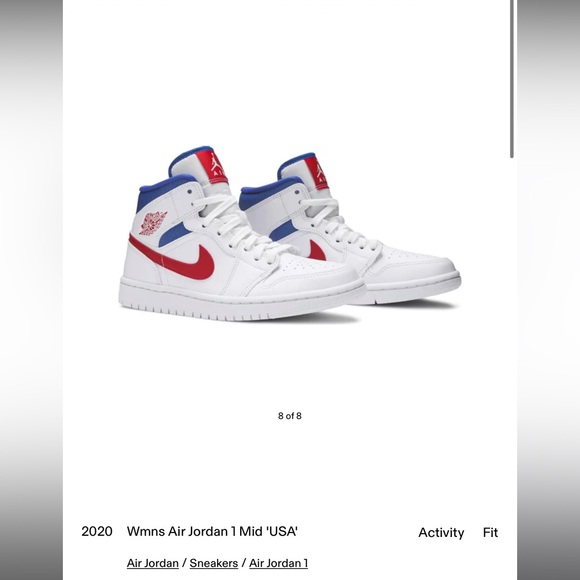 Nike- 2020 Wmns Air Jordan 1 Mid 'USA' - Picture 4 of 5